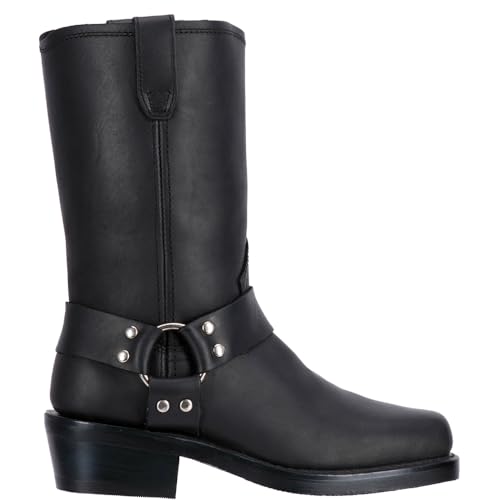 Dingo Boots Womens Molly Pull On Square Toe Motorcycle Casual Boots Mid Calf Low Heel 1-2