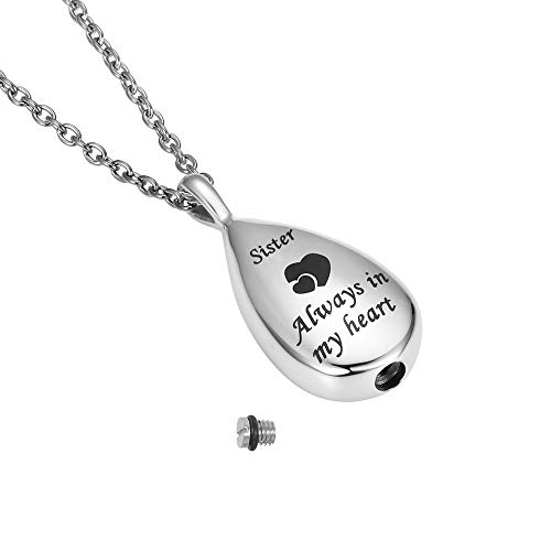 GLDZ Cremation Urn Necklace for Ashes Urn Jewelry Always in My Heart Memorial Pendant with Fill Kit3