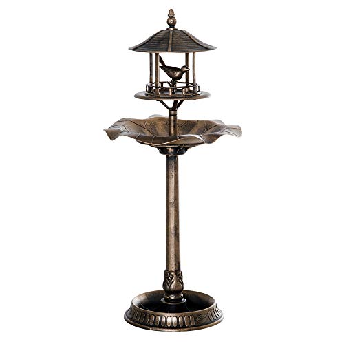 Outsunny Bain d'oiseaux Abreuvoir pour Oiseaux jardinière 3 en 1 dim. Ø 50 x 113H cm polypropylène Bronze Antique