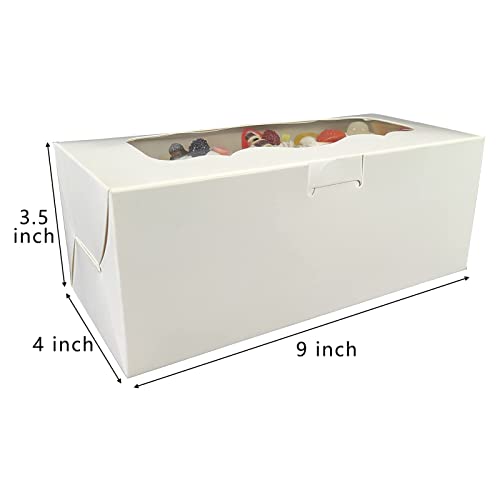 Aumodizzy 30Pcs 9X4X3.5 Inch Cookie Boxes White Bakery Boxes With Window Treat Boxes Gift Boxes For Roll Cakes, Desserts, Muffins, Donuts, Candies And Pastries(9 Inch) #TOP2