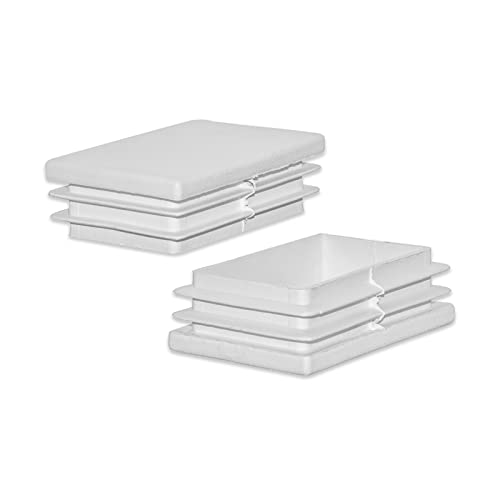 Image of Flyshop 8PCS 1-9 /16 inch x 2-3 /8 inch, 40 x 60 mm Plastic Tube Inserts Durable Pipe Plug Tubing End Caps Rectangle Hole Plugs Floor Protector, White
