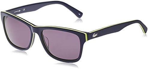 Lacoste L683S Square Sunglasses, Blue/Yellow/Blue, 55 mm