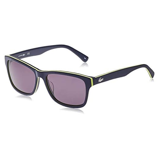 Lacoste L683S Square Sunglasses, Blue/Yellow/Blue, 55 mm