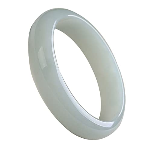 Bracelet en jade jadéite jonc blanc fleur de glace 53 mm pour femme