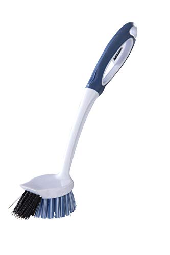 Quickie Dishwashing Brush, Dish Brush for Cleaning Pots, Pans, Built-In Scraper