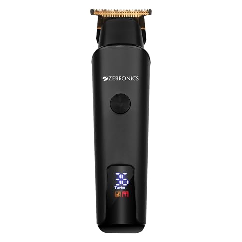 Image of Zebronics HT202 Trimmer, Cordless & Corded, Upto 180min Runtime, Stainless Steel Blades, 3+1 Guide Combs, 2 Speed Modes, LED Display, Travel Lock, Washable Blades, Type-C Rechargeable Battery (Black)