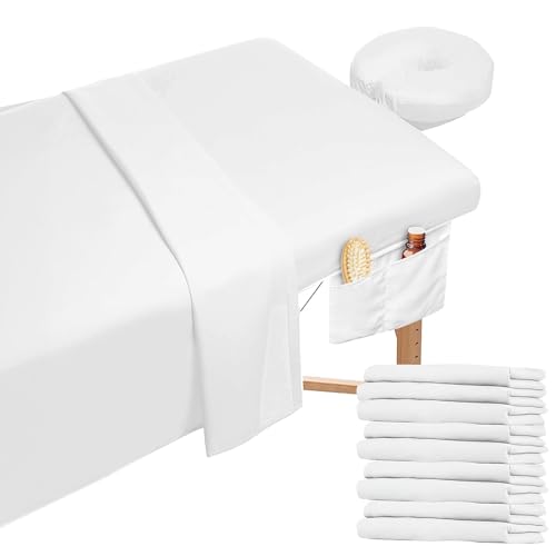 Ensemble De 9 Draps Pour Table De Massage En Microfibre Blancs, Avec 3 Housses De Table, 3...