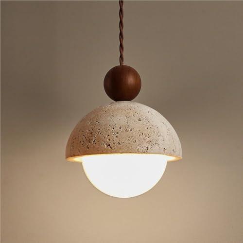 Chandelier nórdico de madera y piedra natural para iluminar tu comedor con calidez 4