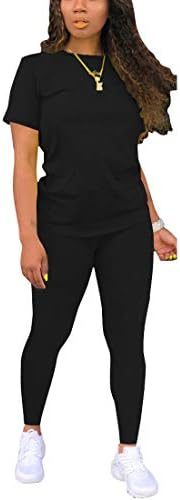 Nimsruc Two Piece Outfits For Women Sexy Sweatsuits Sets Summer Jogging Suit Matching Athletic Clothing Fashion Tracksuit Black M