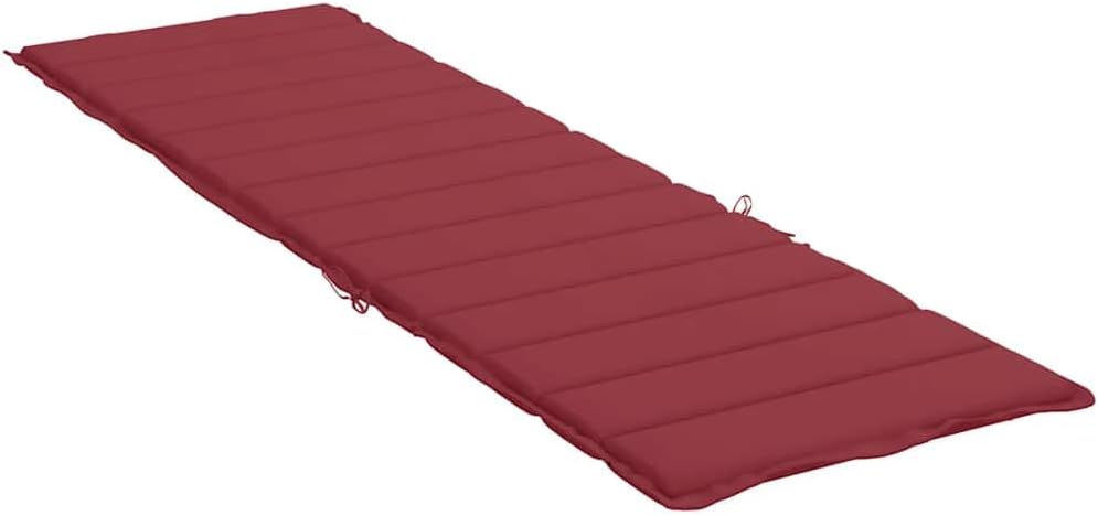 vidaXL Sun Lounger Cushion in Wine Red, 78.7"x23.6"x1.2" - Oxford Fabric Outdoor Patio Furniture Cushion with Soft Foam Fiber Filling - Water- Design with Non-Slip Attachment Ropes.