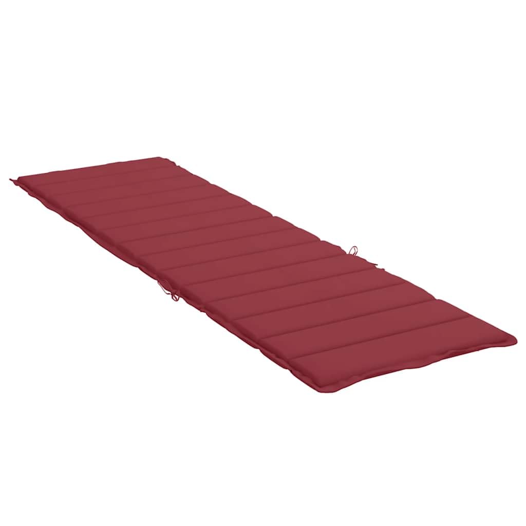 Nakładka na leżak i nakładka z tkaniny Oxford w kolorze czerwonego wina, 200 x 60 x 3 cm, na akcesoria do mebli ogrodowych z miękkim wypełnieniem i antypoślizgowym wzornictwem