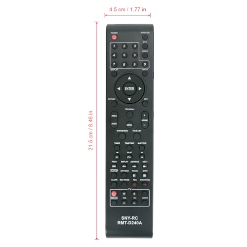 Télécommande RMT-D240A compatible avec Sony DVD VCR Combo RDR-VX525