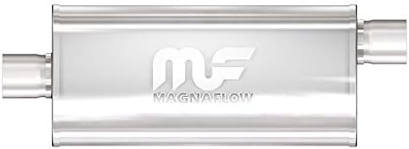 MagnaFlow 5in x 8in Oval Center/Offset Performance Muffler Exhaust 12256 - Straight-Through, 2.5in Inlet/2.5in Outlet Diameter, 24in Overall Length, Satin Finish - Classic Deep Exhaust Sound