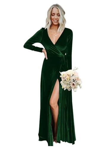 Gujach Emerald Green Velvet Bridesmaid Dresses...