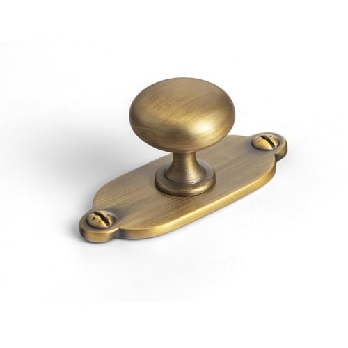 Image of Goo-Ki Brushed Brass Bronze Zinc Alloy Cabinet Knob with Backplate - Single Hole Center Cabinet Pull Hardware for Bedroom, Kitchen, 6 Pack(8611-G013)
