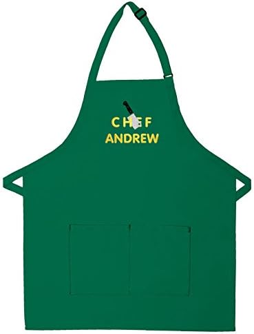 Delantal personalizado con diseño bordado en rodajas añade un nombre, fabricado en los Estados Unidos, delantal para adultos de calidad comercial