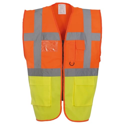 Yoko Men's Yk002/Hvw801 Multi-Functional Executive Hi-Vis Waistcoat - Orange/Yellow, 2X-Large