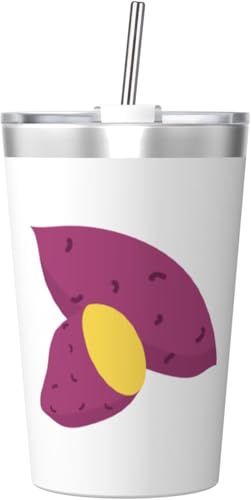 魔法瓶 1個半のさつまいも タンブラー 350ml ステンレス製 水筒蓋とストロー付き 真空断熱漏れない 持ち運び 直飲み 子供 通勤 通学 かわいい おしゃれ プレゼント