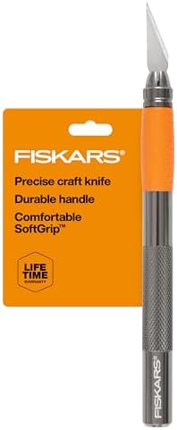 Fiskars SoftGrip Detail Craft Knife - 8" Exacto Knife for Crafting - Multi-Use Exacto Blade Included with Protective Cover