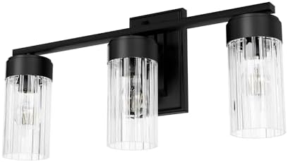 Hunter - Gatz 3-Light Matte Black, Medium Size Vanity Light, Dimmable, Modern Style for Bedrooms, Kitchens, Foyers, Bathrooms - 45222
