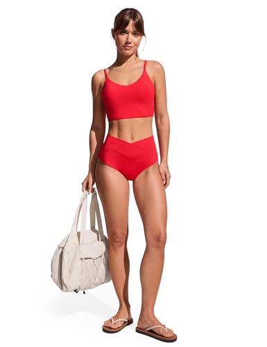 Image of CRZ YOGA V-Shaped High Waited Bikini Bottoms | Mid Cut Leg, Medium Bum Coverage, Cross Front, Swim, Bathing Suit Briefs for Women
