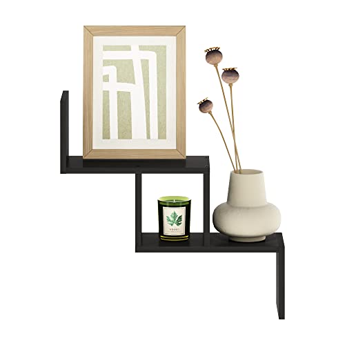 Furinno Rossi Wall Mount Floating Ladder Shelf Espresso