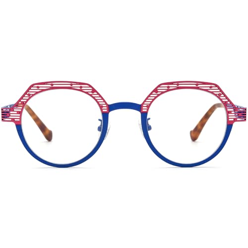 Image of FONEX Colorful Pure Titanium Glasses Frame Women Retro Round Eyeglasses