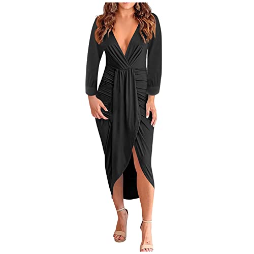 MICKURY Party Kleid Damen Hemdkleid Damen Firmungskleid Lange Strickkleider...