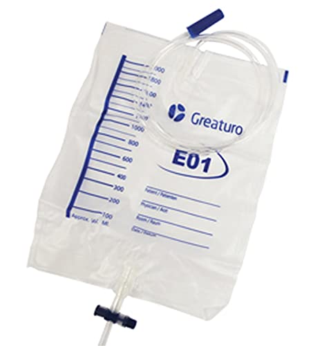 Imagen de Medstar »Bolsa para orina para cama de 2000 ml, con pack de 10 unidades, rectangular, »Transparente, Válvula T., »Libre de látex