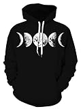 BarbedRose Men's Digital Print Sweatshirts Hooded Top Galaxy Pattern Hoodie,Black Galaxy Moon,L/XL