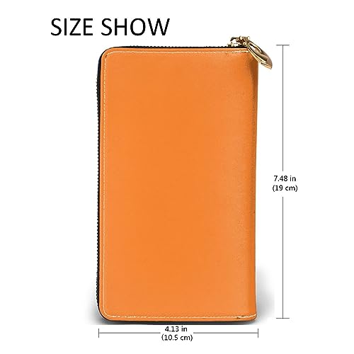Beauty Burnt Orange Leather Wallet for Women Long Coin Purse Ultra Slim Credit Cards Holder Bifold Clutch2