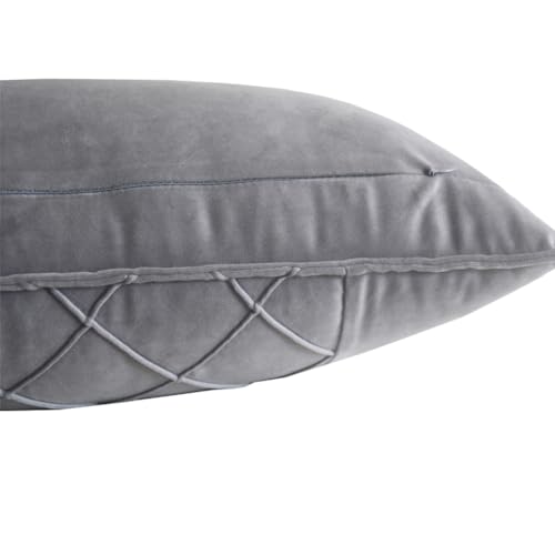 Lutanky Grey Oblong Cushion Covers 30 x 50 cm (Pack of 2) Patchwork Design Soft Velvet Pillow Covers Decorative Rectangle Throw Pillow Cases for Sofa Bedroom Home Accessories 12x20 Inch - Cosy Home Interiors Lutanky Grey Oblong Cushion Covers 30 x 50 cm (Pack of 2) Patchwork Design Soft Velvet Pillow Covers Decorative Rectangle Throw Pillow Cases for Sofa Bedroom Home Accessories 12x20 Inch - Image 4