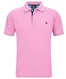 JACKETOWN Poloshirts Herren Kurzarm Golf Poloshirt Schnelltrocknend Casual Sport Shirt Outdoor Atmungsaktives T Shirts Sommer Polo Hemd Männer(Rosa XL)
