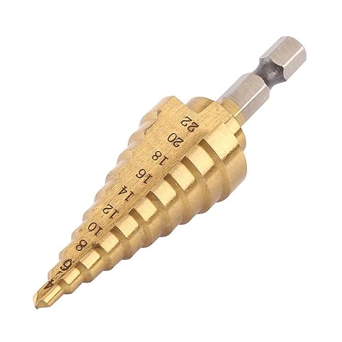 Shallho 1/4' vástago hexagonal 4-22mm titanio recubierto espiral acanalado paso taladro HSS paso broca para plástico madera metal multi-agujero cónico taladro