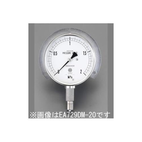 エスコ G3/8"/100mm/0-3.0MPaつば付圧力計(ステンレス) EA729DN-30