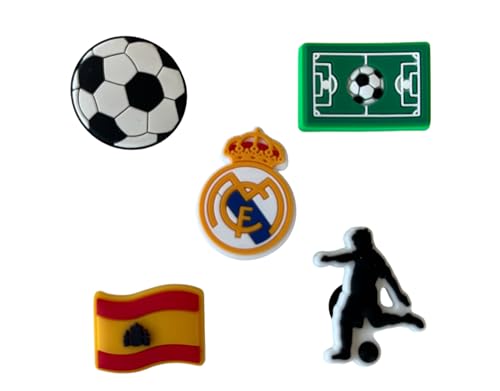 Sorpresa Dental Charms para Zuecos de fútbol (Real Madrid)/ Adornos de Zapatos de PVC (5 Unidades).