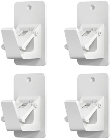 Universal Curtain Rod Holders, No Drill Curtain Rod Brackets, Self Adhesive Curtain Rod Brackets Up to 30 LB, Nail Free Curtain Rod Hooks for Bathroom, Bedroom, Livingroom, Kitchen (4PC, White)