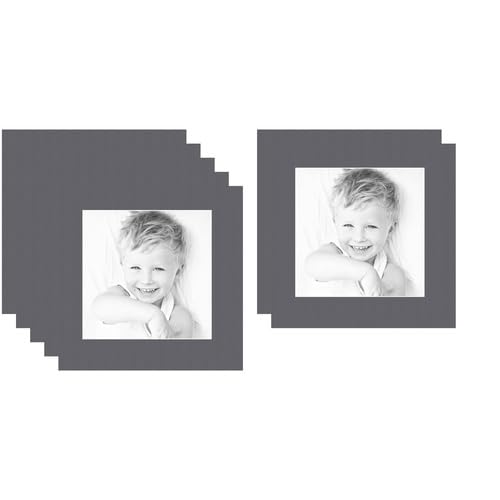 9x9 Granite/Mountain Grey Custom Mat for Picture Frame with 5x5 Opening Size (Mat Only, Frame NOT Included) - 7 Pack