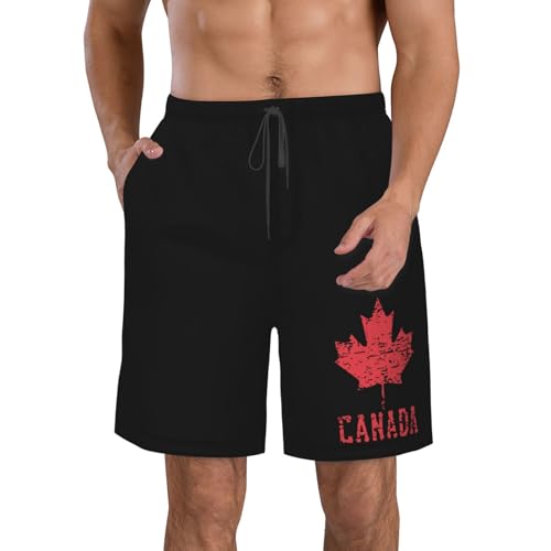 Canadian Flag Faded Canada Men's Quick-Dry Beach Shorts - Hawaii Summer Swimwear Bathing Suits2