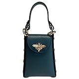 Bezug aus Dollaro-Leder Modarno Mini-Tasche aus echtem Dollar Leder mit Karabinerverschluss in Bienenform, seitliche Nieten, abnehmbare Metallkette, Ledergriff, Ottanium