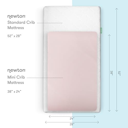 Image of Newton Baby Fitted Mini Crib Sheets (2-Pack) | Organic Muslin Cotton, Breathable & Soft Baby Sheets, Washable Baby Mattress Sheets, Fits Mini Crib Mattresses 24 inch x 38 inch, Sunrise Pink
