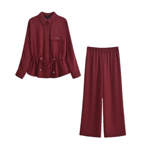 Women's Pants 2-Piece Set Chic Loose Elegant Elastic Waist Pants Holiday Sets