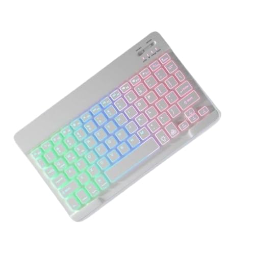 PYhrBqgad 10 Inch Wireless Keyboard Rechargeable Compatible with Mobile Phones Tablets Android(WH Keyboard)