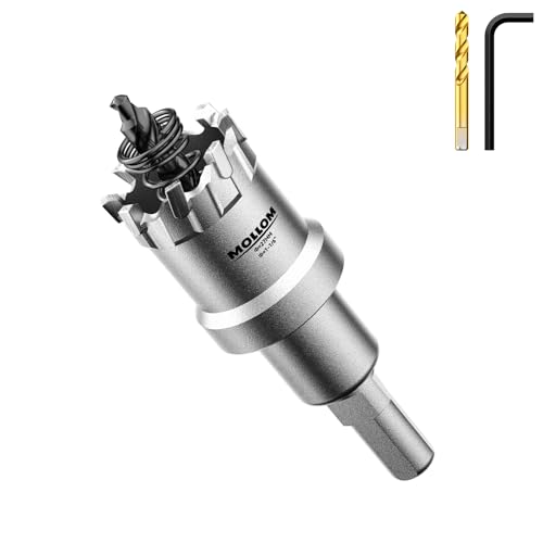 Mollom 1-1/16" (27mm) Heavy Duty Carbide Hole Saw with 2 Pilot Bits
