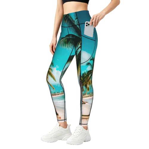 Pantalones de yoga para mujer elásticos con bolsillos para gimnasio y playa