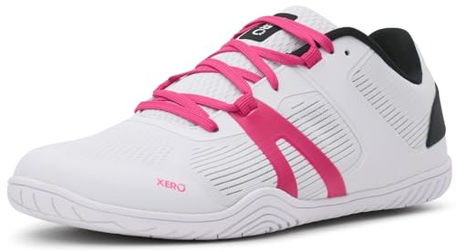 Xero Shoes Women's 360 Rally Tennis Zero Drop Court Shoe, White/Fuchsia Pink, 8