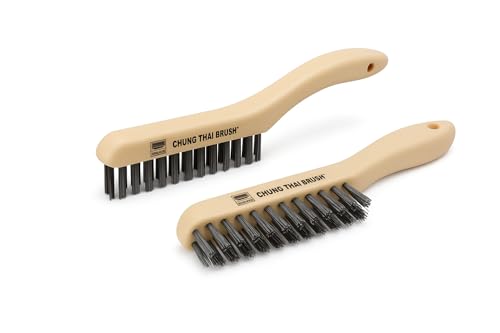 10“ Plastic Handle Wire Brush Set (5624) – 2 Pack 4 Row Scratch Brush Premium Carbon Steel Bristles, Durable, for Paint Removal, Rust Removal, Scrubbing, Deep Cleaning image 4