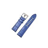 BoBoHome Premium Echtes Leder Armband Mit Gebogenem Ende Wasserdicht Schweißfest Flexibel Ersatz-Uhrenarmband für MONTBLANC-Blau 22mm