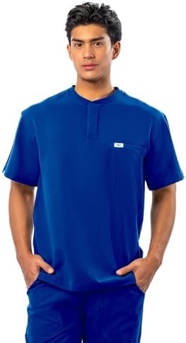 Peelz Karl Henley 2-Pocket Scrub Top for Men - Soft Stretch Fabric Scrubs, 3-Button Design Men's Scrub Tops, Comfort Fit