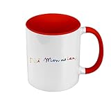 Fabulous Mug de Couleur Qualité Premium Rouge   Mondrian Signature Peintre Artiste Cubisme Abstrait De Stijl   Tasse avec anse et intérieur de couleur